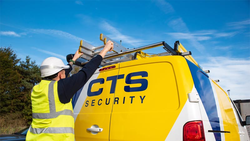 CTS Engineer unloading ladder from Van